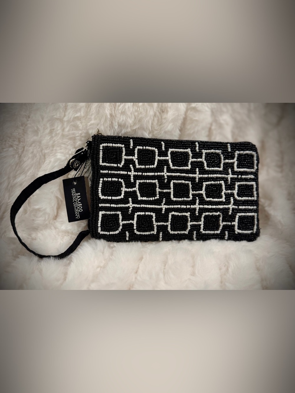 Bamboo Trading Company Beaded Wristlet (Black & White)